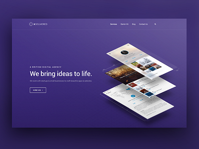 Our shiny new agency website agency isometric landing page purple single page studio website xamarin