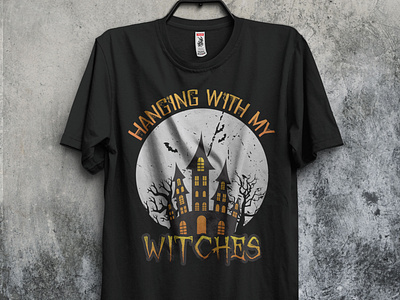 HANGING WITH MY WITCHES HALLOWEEN T-SHIRT DESIGN