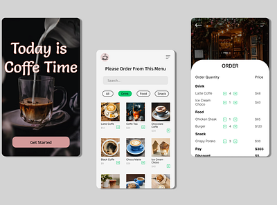 CoffeShop App app branding coffeeshop design homepage menuorder typography ui ux