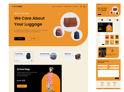 Landing Page STRAWBAG bag design e commerce landingpage online onlinestore store straw ui ux website