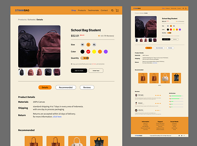 Products Details Page On The STRAWBAG Website app design details e commerce page details product typography ui ux website