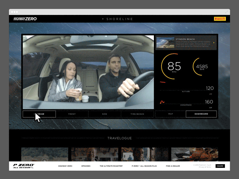 Pirelli - Highway Zero UI concept design gif gopro interactive interface real time ui ux video web website