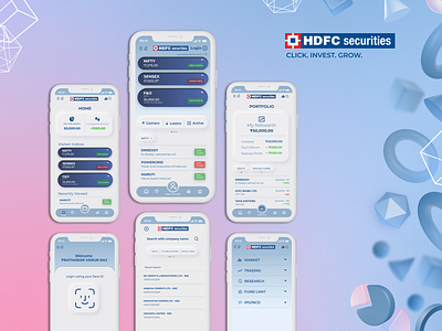 HDFC Securities - Redesign Concept 3d aesthetic application branding clay concept design figma gradient hdfc minimal minimalism neumorphism redesign soft stock market ui ux white