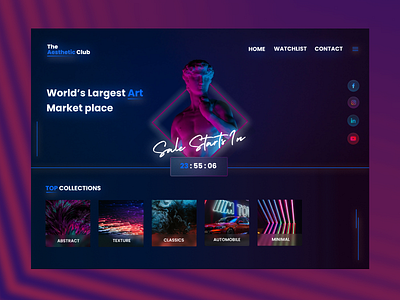 Art Marketplace - Concept 3d 80 80s 90s aesthetic application art branding concept design illustration market marketplace neon retro retrowave synth synthwave ui website