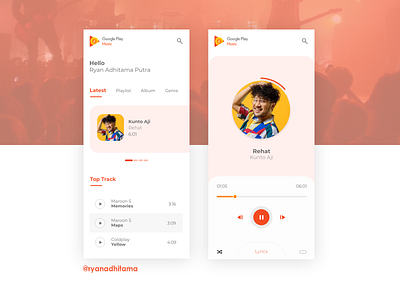 Google Play Music Concept adobe illustrator adobe xd branding illustration mobile mobile app mobile app design mobile design mobile ui mobile uiux mockup