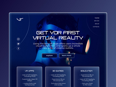 Virtual reality shot ai blue design future hero inspiration page reality site ui uiux virtual virtual reality web webdesign website