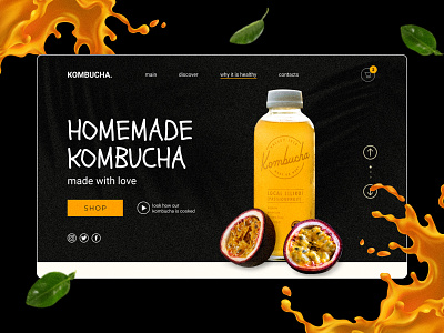 Website design for Homemade Kombucha online store beverage design drink ecommerce food fresh fruit homemade juice kombucha market online shop site store ui uiux web webdesign website