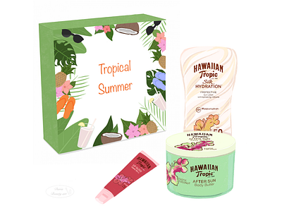 Tropical summer artist branding cosmetics design digital art digital draw digital painting drawing illustration logo packaging