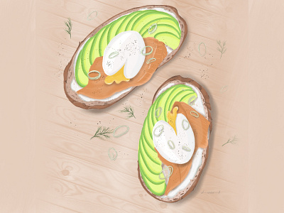 Avocado salmon toasts artist branding design digital art digital draw digital painting drawing food illustration illustration