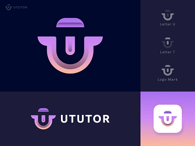 Modern - UTUTOR Logo branding company logo design graphic design letter t letter u logo logo design modern logo modern t modern u t logo tutor logo u logo vector