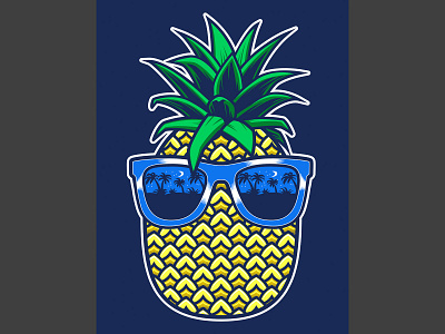 Pineapple with Sunglasses design graphic design illustration vector