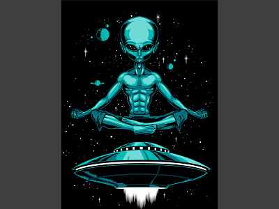 Meditating Alien design graphic design illustration vector