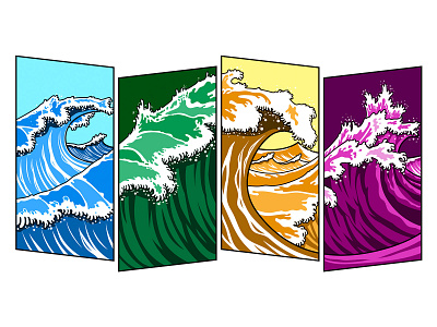 Four Waves beach design graphic design illustration vector waves