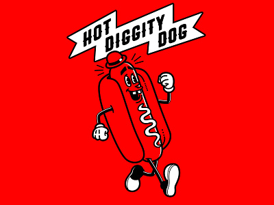 Hot Diggity Dog design graphic design hotdog illustration vector vintage