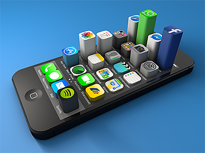 iPhone App Usage 3d apps chart diagram graph icons iphone