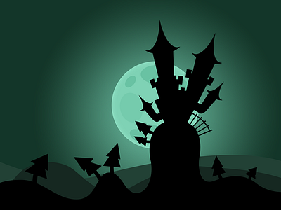Crazy Castle castle comic dark illustration moon night planet