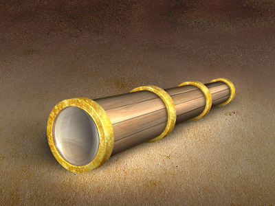 Telescope gold icon telescope wood