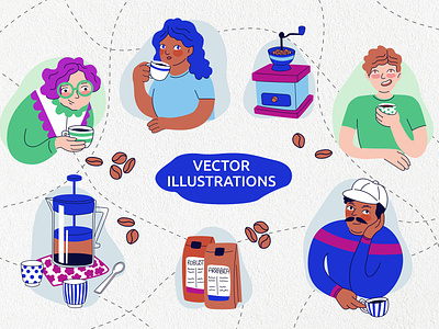 Vector Illustration - All for Coffee adobe design doodles drawing graphic design illustration illustrator line art vector web design