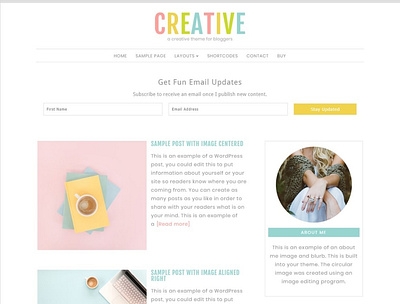 Feminine WordPress Theme: Creative blog theme design landing page personal theme theme web website wordpress