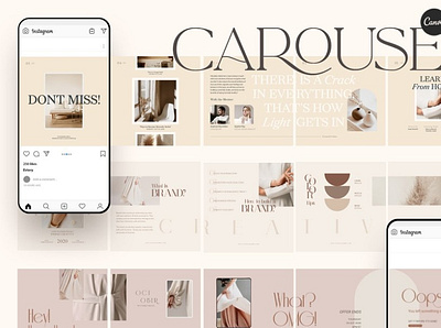 Instagram Carousel Kit | CANVA PS branding carousel kit design instagram instagram banner instagram post instagram template media kit socialmedia template template design ui kit web