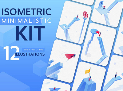 Minimalistic Isometric Illustrations branding design elements isometric isometric art isometric design isometric illustration ui ui kit design web web element