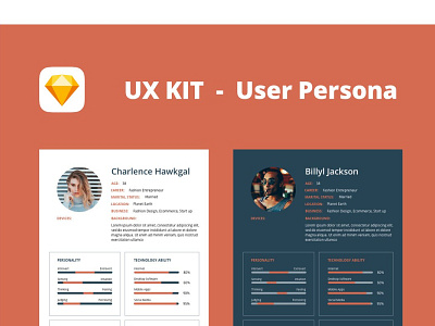 UX Kit - User persona resume sketch template ui kit user persona