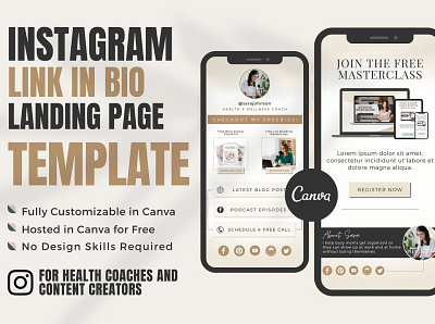 Instagram Link in Bio Landing Page design instagram post instagram stories post social media design template