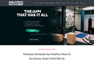 Gym and Fitness Center WordPress Theme blog business theme theme design web design website wordpress wordpress theme