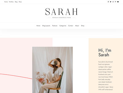 Premium WordPress Theme - Sarah blog business theme theme design web design website wordpress wordpress theme