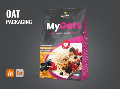 Oatmeal Packaging box design branding label packaging product package