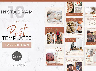 Instagram Posts for Canva | Fall design instagram post instagram stories post social media design template