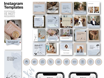 Blue Instagram Post Template Kit by PSDauthor on Dribbble