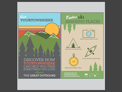 Outdoor Brochure Card brochure design colors design explore forest graphic design icon minimal outdoors trees typography