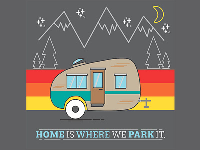 Camper camper campers camping design graphic design home icon illustration minimal mountains outdoors stars trees typography