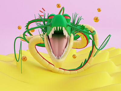 Shenlog 3d c4d dragonball illustration model3d shenlong