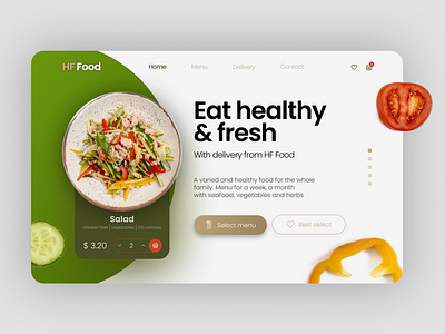 First screen for the food delivery service