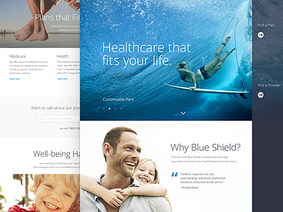 Blue Shield Homepage Exploration desktop healthcare homepage landing page marketing mobile web