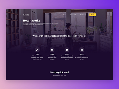 Iloans How It Works gradient headers steps ui ux web website