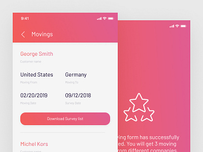 Moversly – Movings and Submitted form android app clean gradients ios iphone map minimal modern moving ui ux