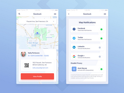 Map Screen Design of Geolocation Based Mobile App design geoposition ios apps iphone map material settings ui ui ux user experience user interface zajno