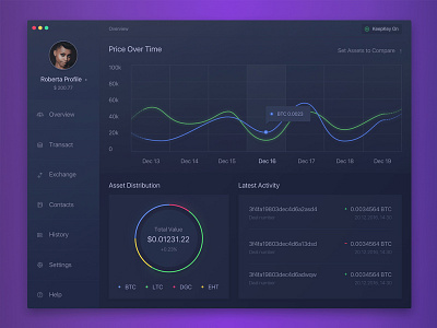 Bitcoin MacOS Desktop App app application bitcoin chart dashboard mac apps mac os overview ui ux user experience user interface wallet