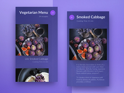 Cooking iOS App Swiping Menu Design