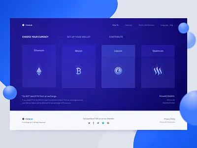 First Step Description for a Cryptocurrency Contribution Flow bitkoin blockchain contribution cryptocurrency ethereum ico selection token ui ux web design zajno