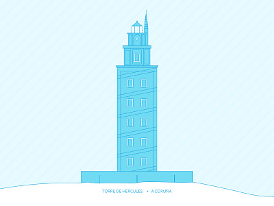 Torre de Hércules / A Coruña blue build coruna galicia galician hercules illustration monument sea spain tower