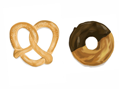 Pretzel and Doughnut food illustration illustration