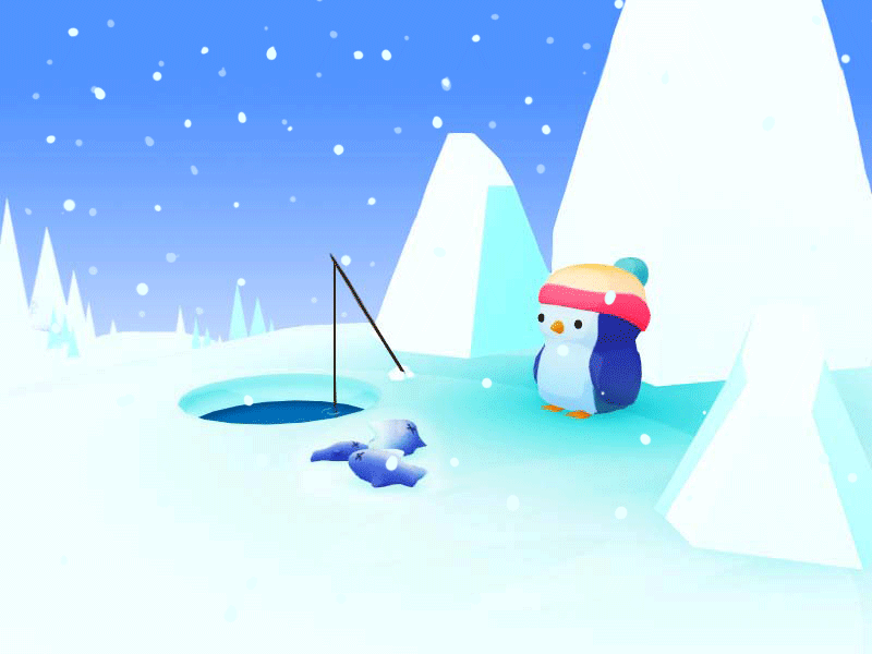 Lonely Little Penguin arctic blue cute fish gif ice penguin snow