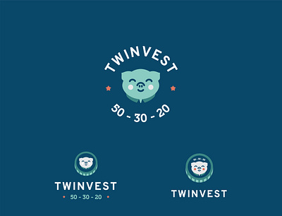 Twinvest - 1 coin cute finance logo logotype money pig savings