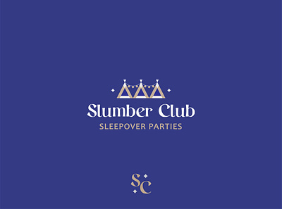 Slumber Club Logo Design branding children design event planning fun logo logotype magical party slumber party tents