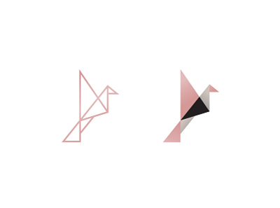 Crane Fold Mark bird logo crane design feminine geometric icon linework logo logotype origami paper crane soft colors