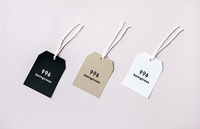 Three trees design line logo logotype tag trees